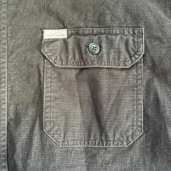 Eddie Bauer | Dark Grey 100% Cotton Corduroy Button Up  Long Sleeve Shirt - Picture 3 of 8